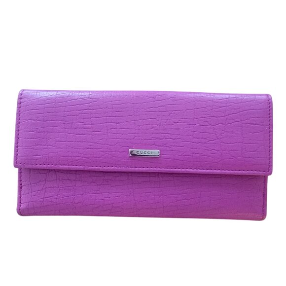 Gucci Handbags - Gucci Leather Continental Wallet Purple with Silver Tone Hardware